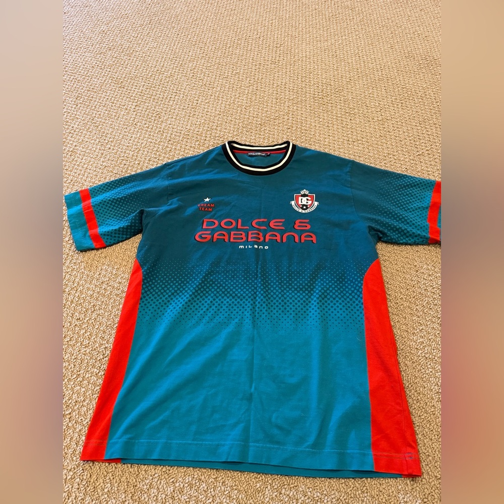 Dolce & Gabbana Teal Tee with Red Accents